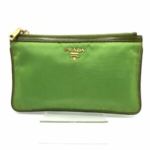 1 jpy superior article PRADA Prada te Hsu to nylon Logo pouch case green k2339