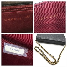 良品 CHANEL シャネル ココマーク マトラッセ ラムスキン Wフラップ チェーン ターンロック ショルダー バッグ ブラック a3563_画像10