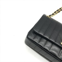 良品 CHANEL シャネル マドモアゼル パリ ココマーク ターンロック Wチェーン Wフラップ ショルダー バッグ ブラック a2839_画像5