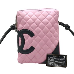 良品 CHANEL シャネル ココマーク カンボン ラムスキン ショルダー バッグ ピンク a3663