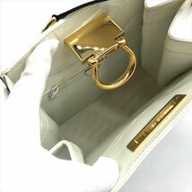 1円 良品 CELINE セリーヌ ガンチーニ金具 バイカラー ヴィンテージ ショルダー バッグ ネイビー ホワイト a3294_画像7