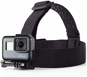 ブラック GoPro用 防水 カメラアクセサリー ベーシック フリーサイズ ヘッドストラップ ブラック