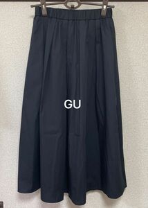 GU タックフレアカラーミディスカート　Ｍサイズ　ブラック　黒