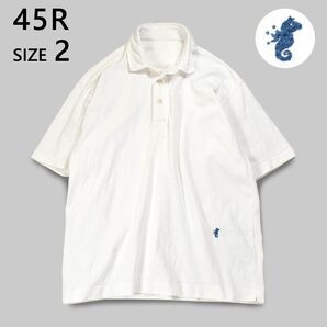 【訳あり特価】45R 45rpm 度詰天竺の908オーシャンポロシャツ 半袖 白　パールホワイト ユニセックスサイズ2／S