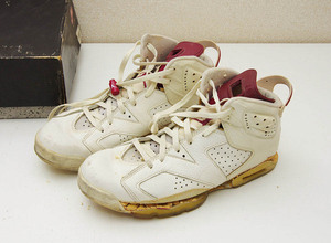 [1991 year made ] NIKE AIR JORDAN 6 4393 OFF WHITE MAROON Nike air Jordan 6 29cm original dark red wine Vintage rare junk 