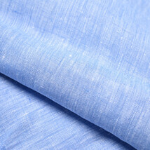 新着 新品 オリアン ORIAN Vintage SLIM FIT ドレスシャツ ホリゾンタルカラー 長袖 春夏 メンズ リネン 100% ライトブルー 403340-40_画像9