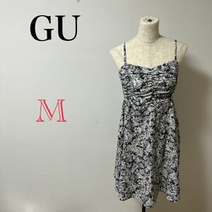 【GU】レディース　ワンピース　シャツ　ブラウス　カットソー　花柄　ノースリーブ ひざ丈