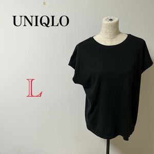 【UNIQLO】レディース　シャツ　ブラウス　Tシャツ カットソー　ブラック 半袖