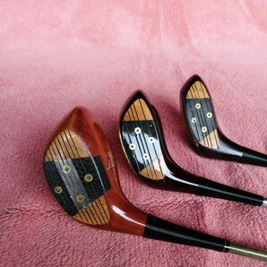計3本 木 ゴルフクラブ アンティーク usa persimmon honma japan ミズノ arcflow ダイナフレックス 全長約1080/1080/1130mmの画像3