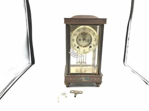 ジャンク 置時計 アンティーク 振り子時計 ゼンマイ式 レトロ ガラスケース　時計　昭和　