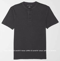 〓アメリカンイーグル/US L/AE Super Soft Icon ヘンリーTシャツ/W.Black_画像1