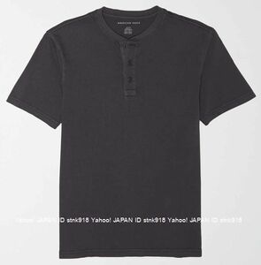 〓アメリカンイーグル/US L/AE Super Soft Icon ヘンリーTシャツ/W.Black