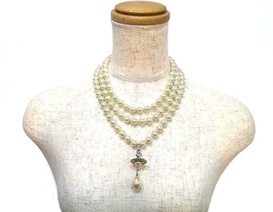  the first period rare!Vivienne Westwood 3 ream pearl Drop ORB pendant necklace choker Vivienne Westwood 