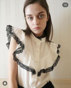 black lace frill blouse