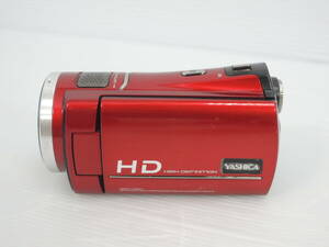△YASHICA ヤシカ デジタル ビデオカメラ ADV-528HD レッド SUPER-SHOT バッテリーなし 本体のみ 通電確認済み/管理8661A12-01260001