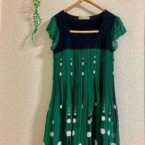 北欧レトロ柄シフォン風Aラインワンピース
