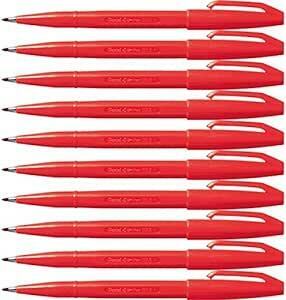 ぺんてる 水性ペン サインペン S520-BD 赤 10本セッ