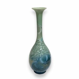 花瓶　台湾結晶瓶　一輪挿し　27㎝　ブルーグリーン