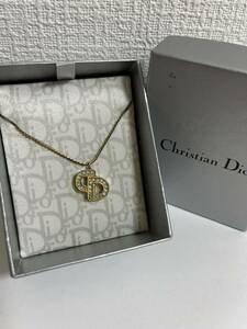 クリスチャンディオール　Christian Dior ネックレス　ラインストーン　ゴールド色　ヴィンテージ　l