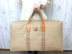 極美品 CELINE セリーヌ ヴィンテージ マカダム柄 ボストンバッグ ハンドバッグ バッグ PVC×レザー ベージュ系×茶 A4可 71594