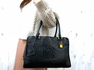 極美品 LOEWE ロエベ アナグラム アマソナ36 トートバッグ ハンドバッグ バッグ レザー 黒 A4収納可 71282