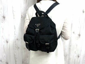 極美品 PRADA プラダ テスート ナイロンリュック リュックサック バッグ B6677F ナイロン×レザー 黒 71055