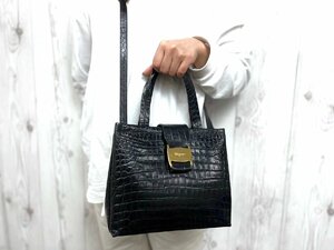  ultimate beautiful goods Ferragamo Ferragamo handbag shoulder bag bag crocodile type pushed . leather black 2WAY 71534Y