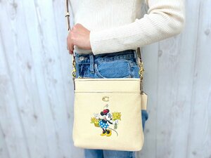 極美品 COACH コーチ ディズニー ミニー ショルダーバッグ バッグ レザー ベージュ 71693Y