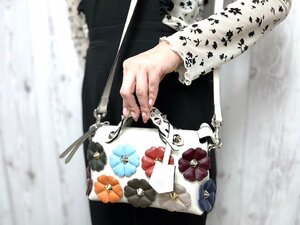 превосходный товар FENDI Fendi козырек way ручная сумочка сумка на плечо сумка кожа белый × многоцветный 2WAY 71014