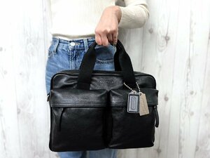 極美品 新品同様 COACH コーチ ビジネスバッグ ハンドバッグ バッグ レザー 黒 A4収納可 メンズ 71634Y