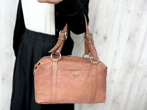  прекрасный товар PRADA Prada ручная сумочка сумка на плечо Mini сумка "Boston bag" кожа das чай розовый 71719Y