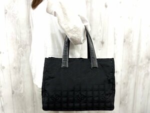 極美品 CHANEL シャネル ニュートラベルライン トートバッグ ハンドバッグ バッグ ナイロン×レザー 黒 A4収納可 71603