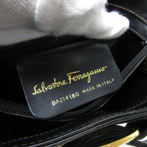 極美品 Ferragamo フェラガモ ハンドバッグ バッグ レザー×ナイロンキャンバス 黒 71232Yの画像10