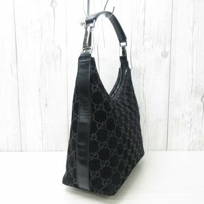 極美品 GUCCI グッチ GG柄 ハンドバッグ ショルダーバッグ バッグ スエード×レザー 黒 69697Yの画像5