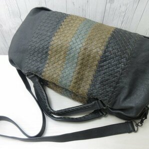 極美品 BOTTEGA VENETA ボッテガヴェネタ イントレチャート ボストンバッグ ショルダー バッグ レザー グレー A4可 2WAY メンズ 71231Yの画像3