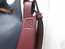 極美品 LOEWE ロエベ ホースシュー アナグラム ショルダーバッグ バッグ レザー ネイビー×ボルドー 71408_画像7