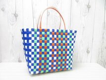 極美品 MARNI マルニ かごバッグ ハンドバッグ トートバッグ バッグ PVC×レザー マルチカラー 71425_画像3