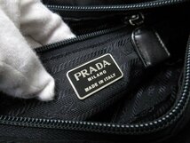 美品 PRADA プラダ テスート チェーンショルダー ショルダーバッグ バッグ ナイロン×ナッパレザー 黒 71297_画像8