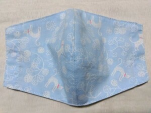  hand made mask cover botanikaru cat light blue 