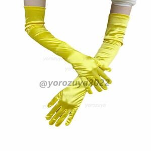 121-239-7 long satin Eve person g glove lustre metallic [ yellow,F size ] lady's cosplay wedding fancy dress item.1