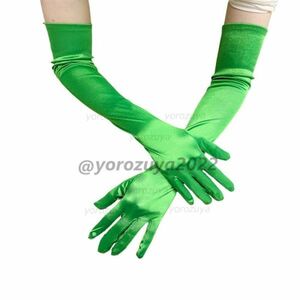 121-244-7 длинный атлас Eve человек g перчатка глянец металлик [ зеленый,F размер ] женский костюмированная игра свадебный маскарадный костюм item.1