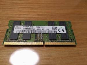 SK hynix ノートPC メモリ 16GB 2Rx8 PC4-2666V 1枚 動作確認済