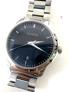 # работа хорошая вещь GUCCI Gucci 126.4 темно-синий циферблат QZ Date раунд мужские наручные часы 