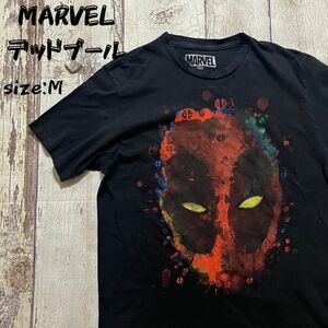 MARVEL デッドプール マーベル tシャツ Mサイズ プリントTシャツ アベンジャーズ 半袖 ブラック 半袖Tシャツ Tシャツ