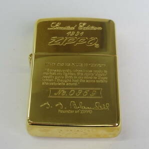 D51〇ZIPPO 1000個限定 ゴールドメッキ ※未着火 1990年製 No.0359 ジッポロゴ イタリックロゴ 元箱付き ジッポー オイルライター 喫煙具の画像4