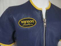 VANSON バンソン パンチングレザー 半袖ジップトップ SM 美品 希少カラー_画像1