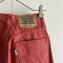 90s Levi's リーバイス 550 ブーツカット カラーデニム w25 先染め？ ピンク レッド系 古着 ヴィンテージ_画像8