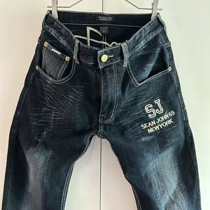 SEAN JOHN Sean John Denim брюки джинсы w32 б/у обработка Logo вышивка Street Sean com z