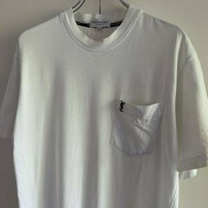 90s Yves Saint Laurent イヴ サンローラン YSL ポケットTシャツ ポケT M ホワイト ラグジュアリー 古着 アーカイブ 大きめ