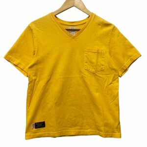 WTAPS ダブルタップス 16SS BLANK S/S-V / TEE COTTON ポケット付 Vネック Tシャツ USA製 半袖 イエロー サイズ S 正規品 / B5028